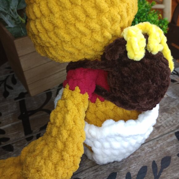 Baby Pooh! Bear Crochet Plushie w/Honey Pot Back Pack & Diaper-  Handmade by ME! - Picture 5 of 5